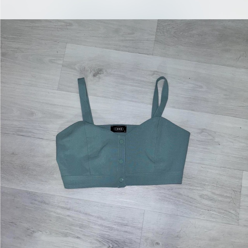 Cider Green Fitted Crop Tank Top